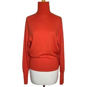 COACH Women Orange Angora Wool Cashmere Blend Turtleneck Sweater Pullover Size S
